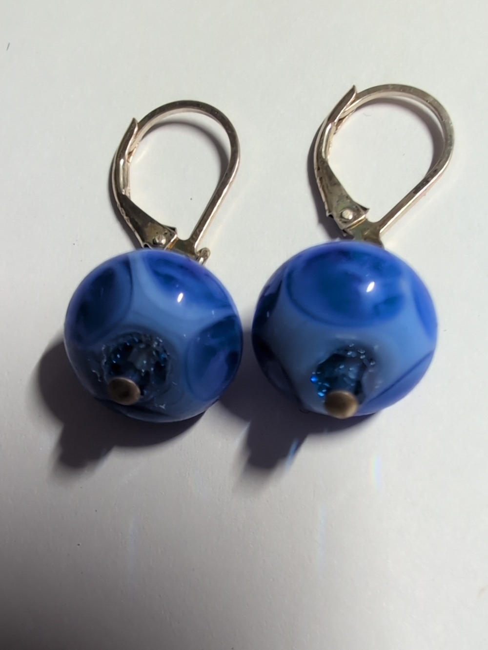 Blue Glass Drop Earrings for Women